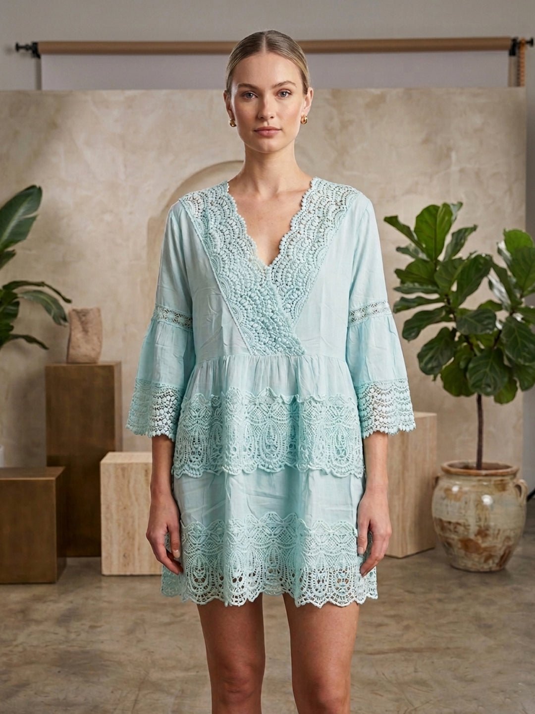 Women Embroidered  Rayon Midi Dress -AL3712