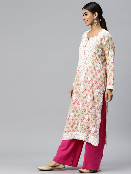 Women Hand Embroidered Chikankari Cotton Kurta-AL3649
