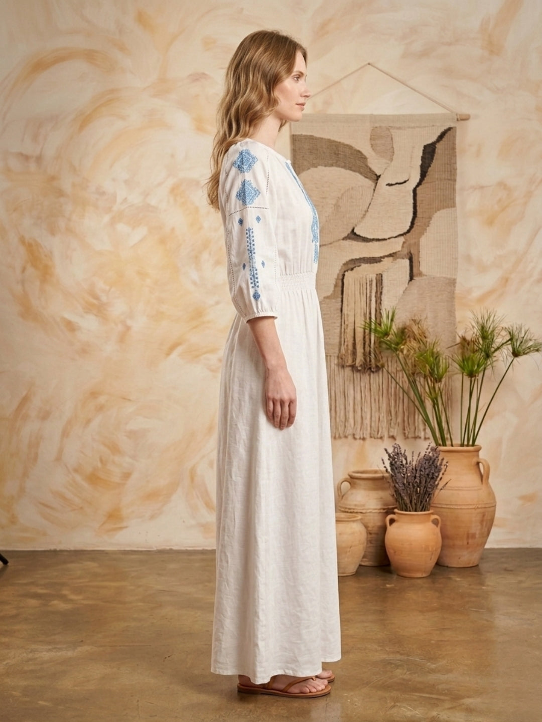 Women Embroidered  Rayon Full Length Dress -AL3727