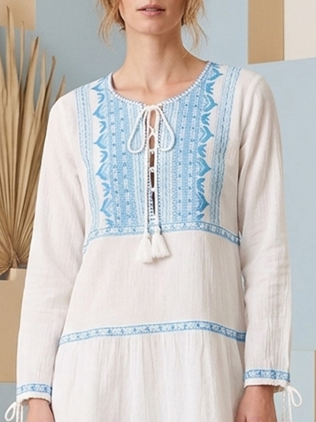 Women Embroidered  Crepe Cotton Midi Dress -AL3715