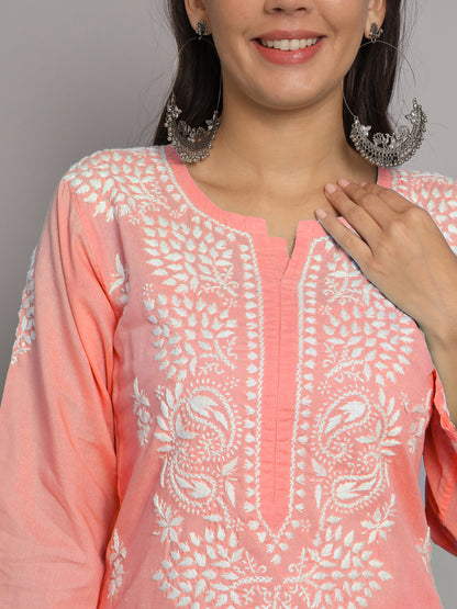 Women Hand Embroidered Chikankari Cotton Kurta Set-AL3674KS