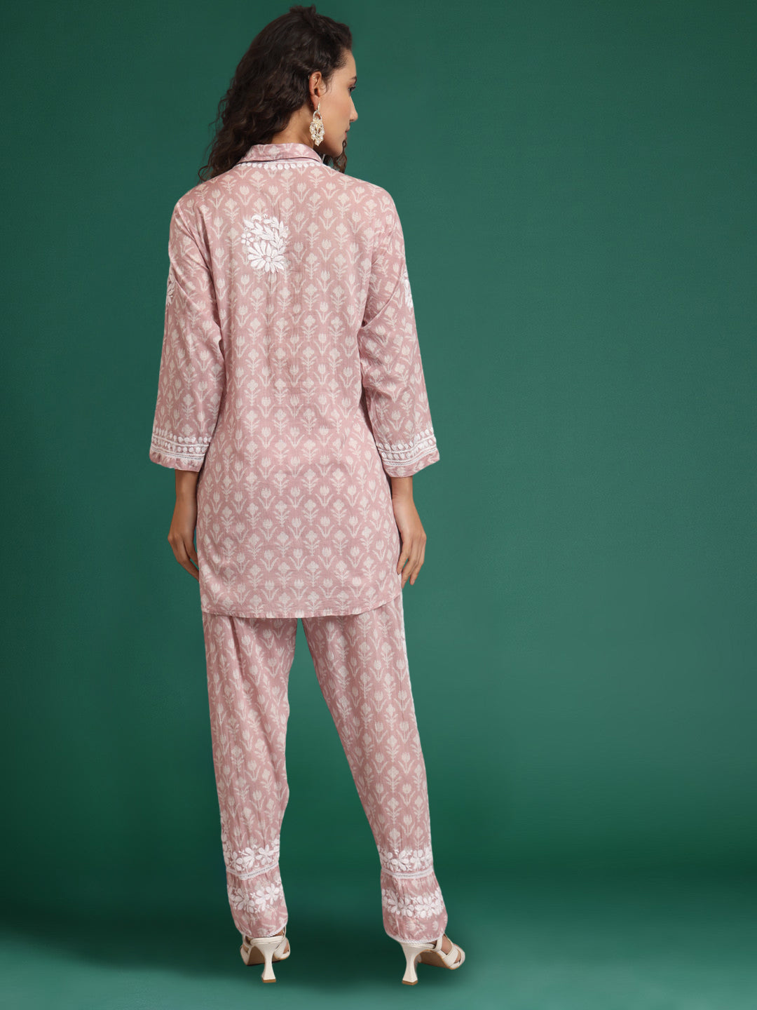 Women Chikankari Printed Mulmul Co-Ord Set for Women-AL4054