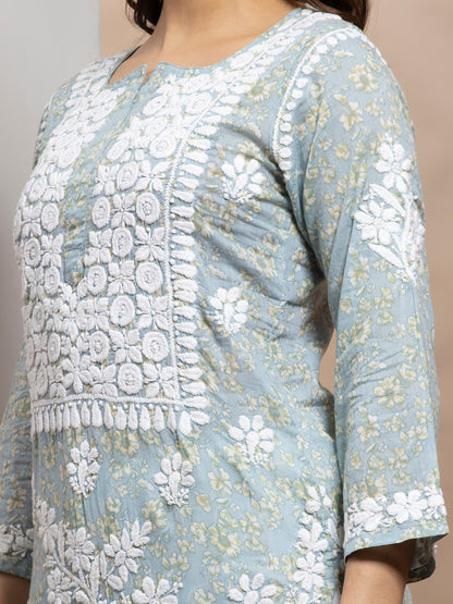 Women Hand Embroidered Chikankari Cotton Kurta-AL3637