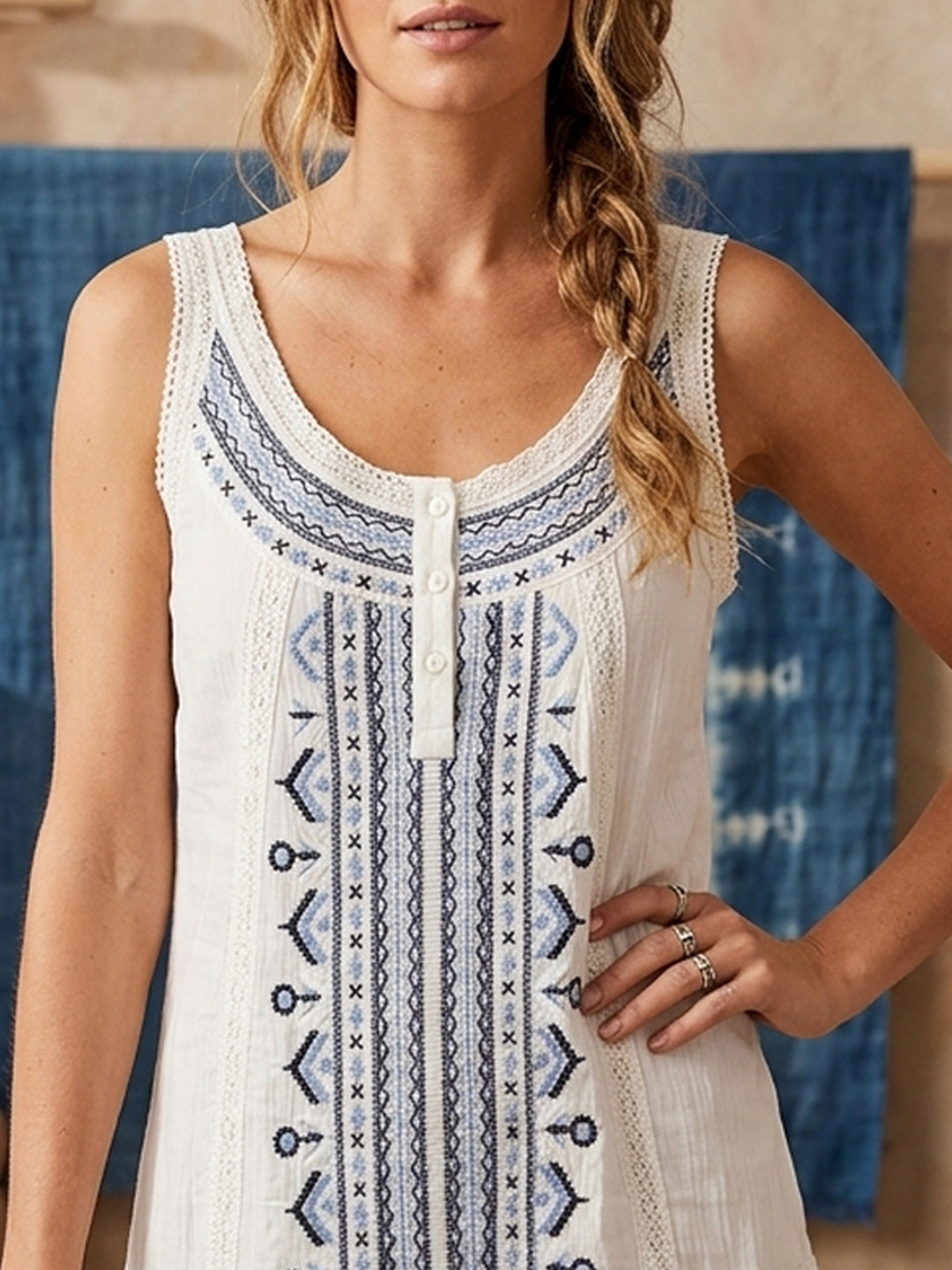 Women Embroidered  Rayon Midi Dress -AL3704