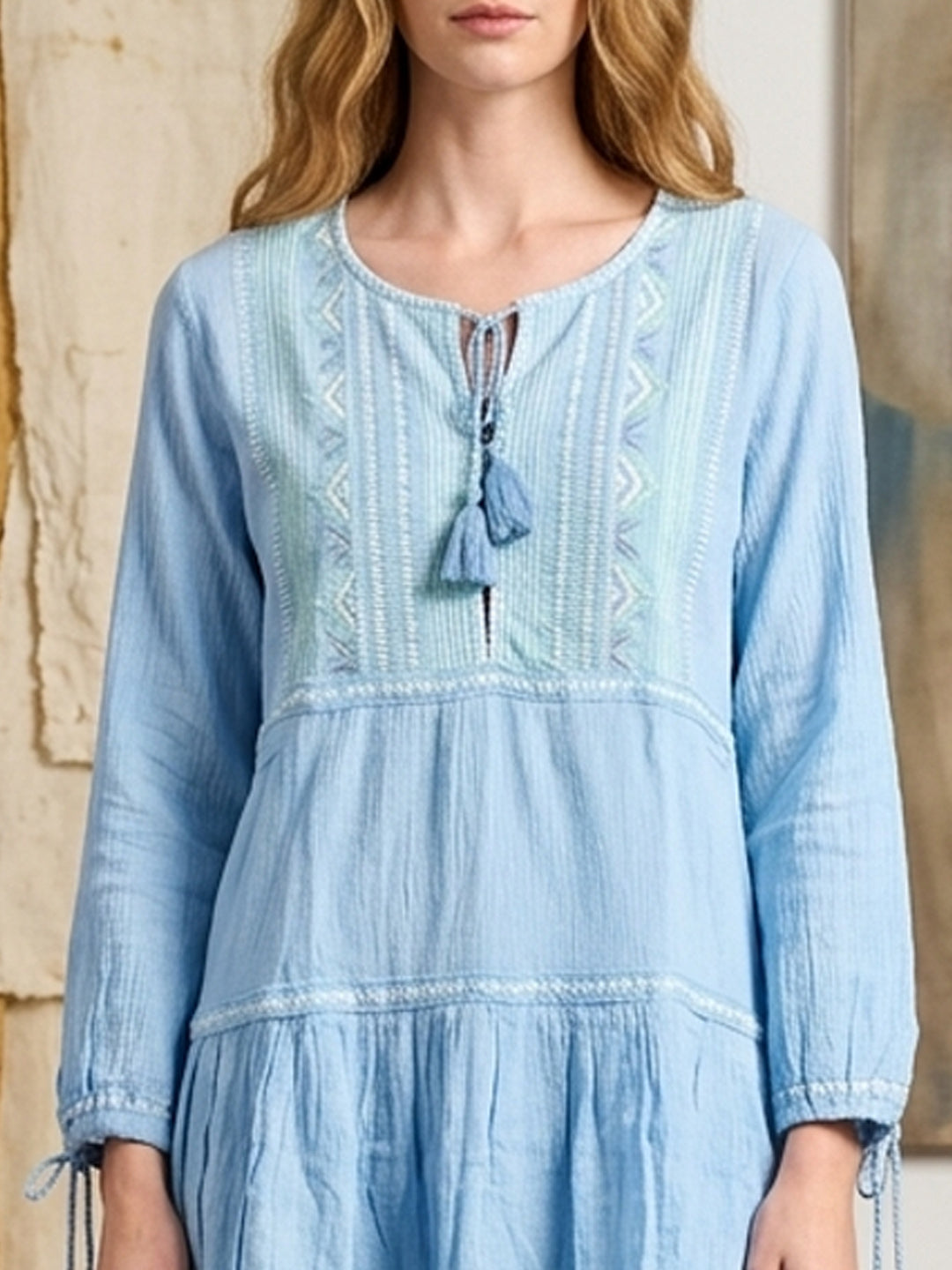 Women Embroidered  Crepe Cotton Midi Dress -AL3715