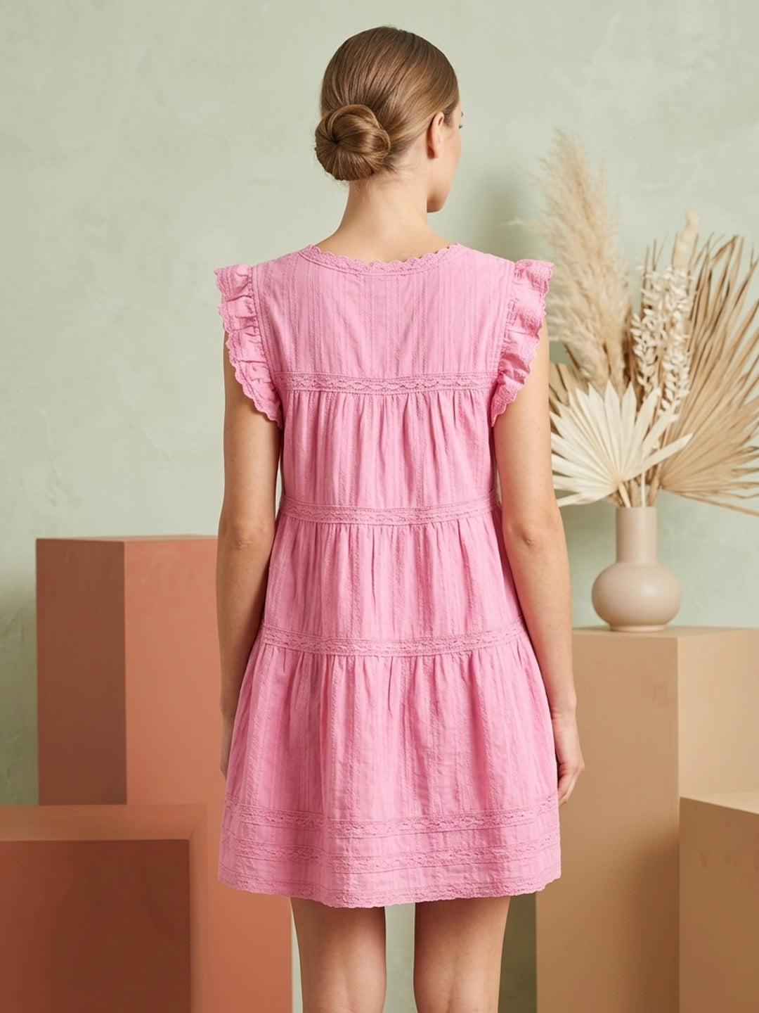 Women   Cotton Frock Top -AL3711 Pink