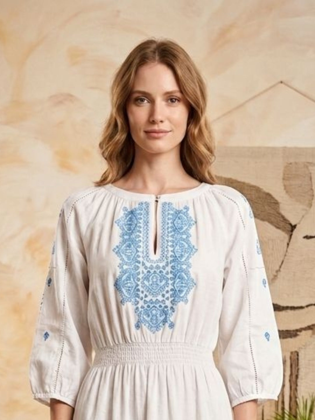 Women Embroidered  Rayon Full Length Dress -AL3727
