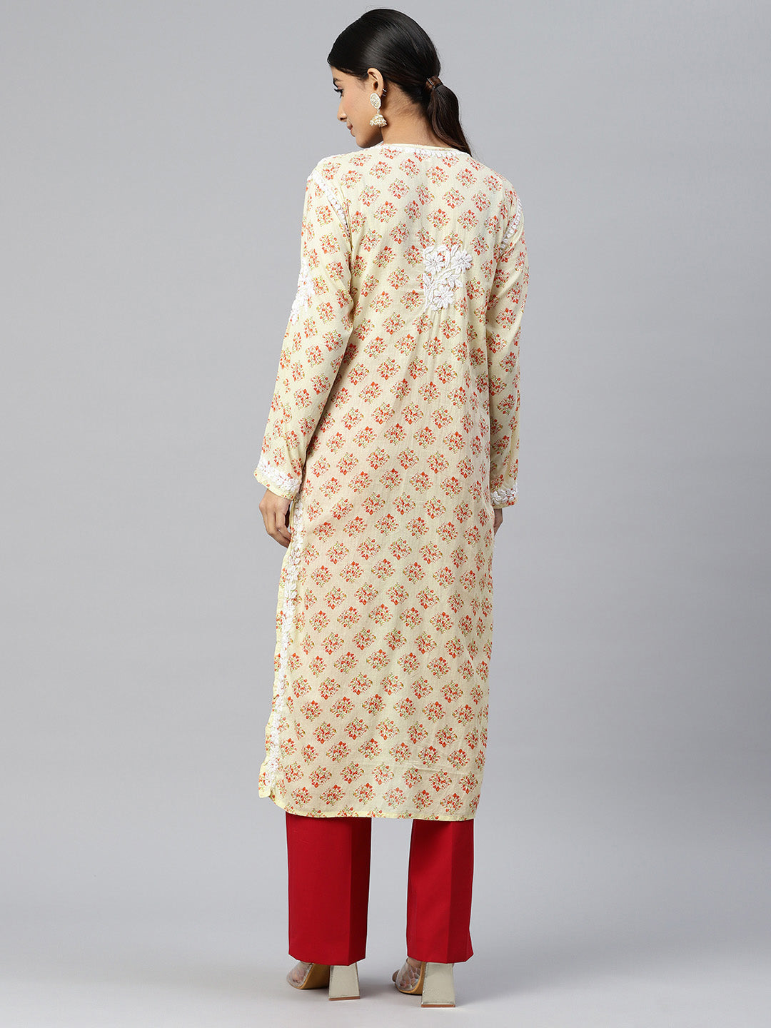 Women Hand Embroidered Chikankari Cotton Kurta-AL3649