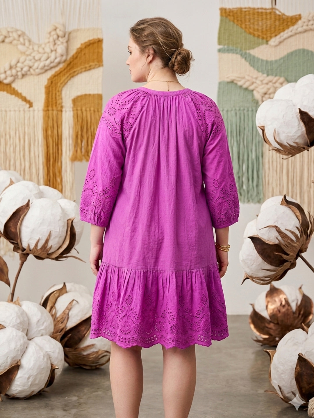 Women   Cotton Midi Dress -AL3709 Purple