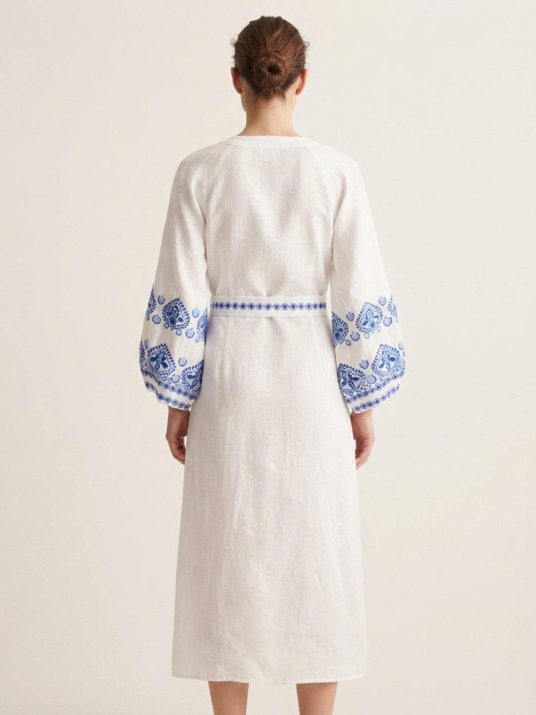 Women Embroidered With Belt Cotton Overcoat -AL3732