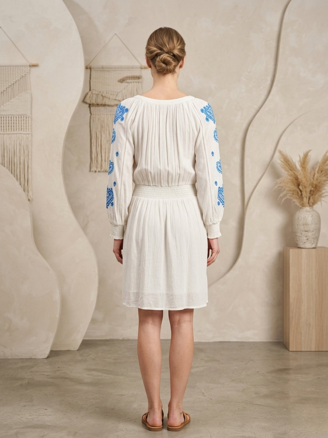 Women Embroidered  Rayon Midi Dress -AL3754 Blue