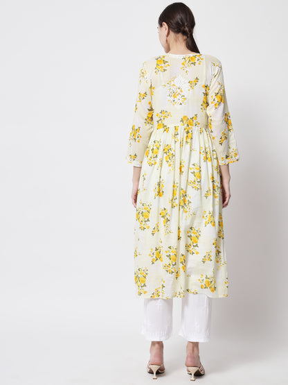 Women Hand Embroidered Chikankari Cotton Kurta-AL3583