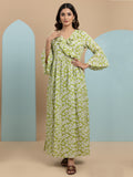 Women Printed Cotton Jalabiya-AL4008 Fluorescentgreen