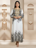 Women Floral Embroidered Chiffon Jalabiya-AL3830 Black