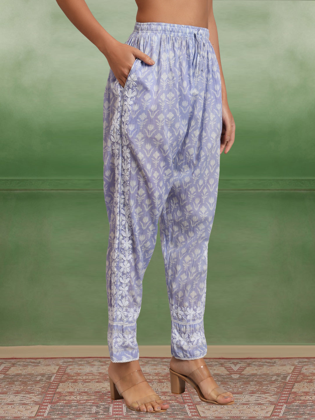 Women Chikankari Printed Mulmul Co-Ord Set for Women-AL4054 Mauve