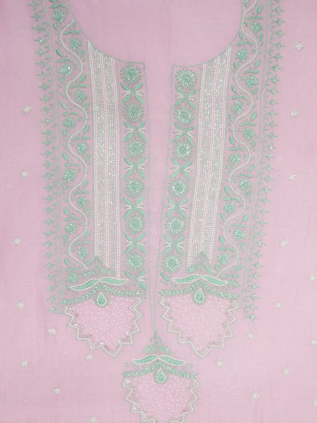 Women Hand Embroidered Premium Chikankari Mul Chanderi Unstitched Kurta Dupatta Bottom Set-ALSCA85201FS Pink