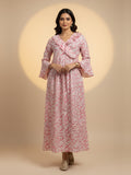 Women Printed Cotton Jalabiya-AL4008 Pink