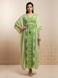 Hand Embroidered Chikankari Rayon Kaftan-AL3475 Parrotgreen