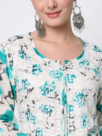 Women Hand Embroidered Chikankari Cotton Kurta-AL3580