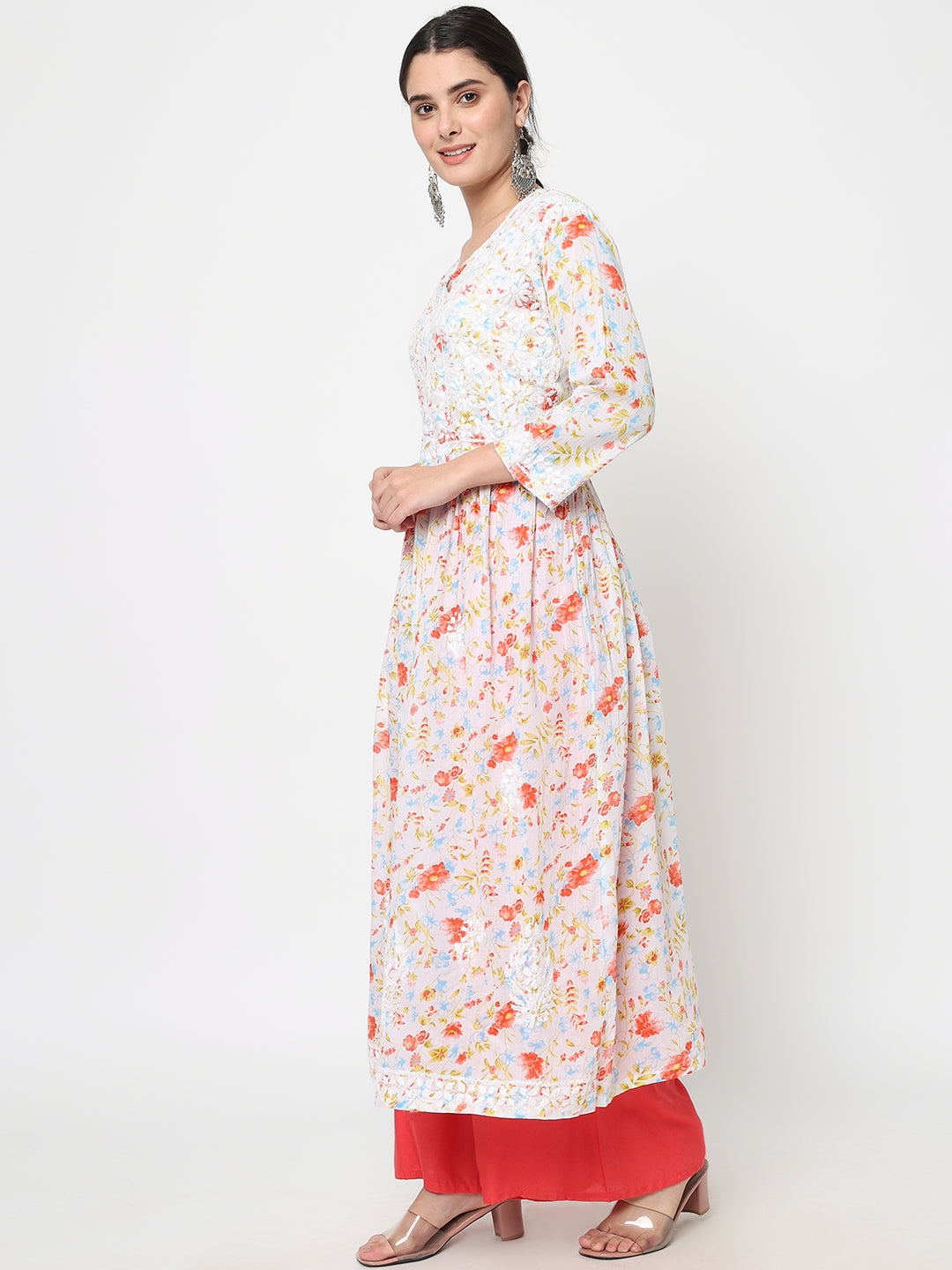 Women Hand Embroidered Chikankari Cotton Kurta-AL3582