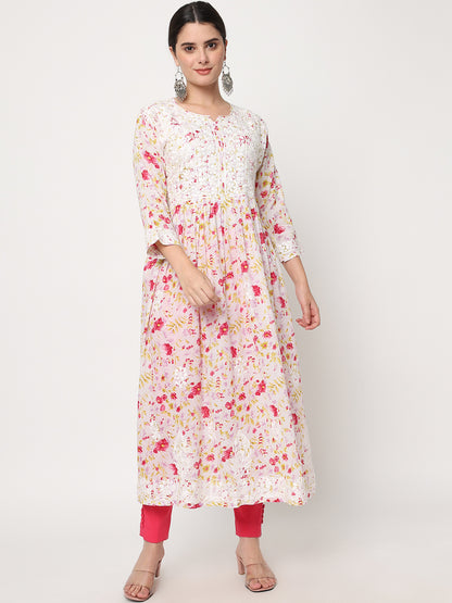 Women Hand Embroidered Chikankari Cotton Kurta-AL3582