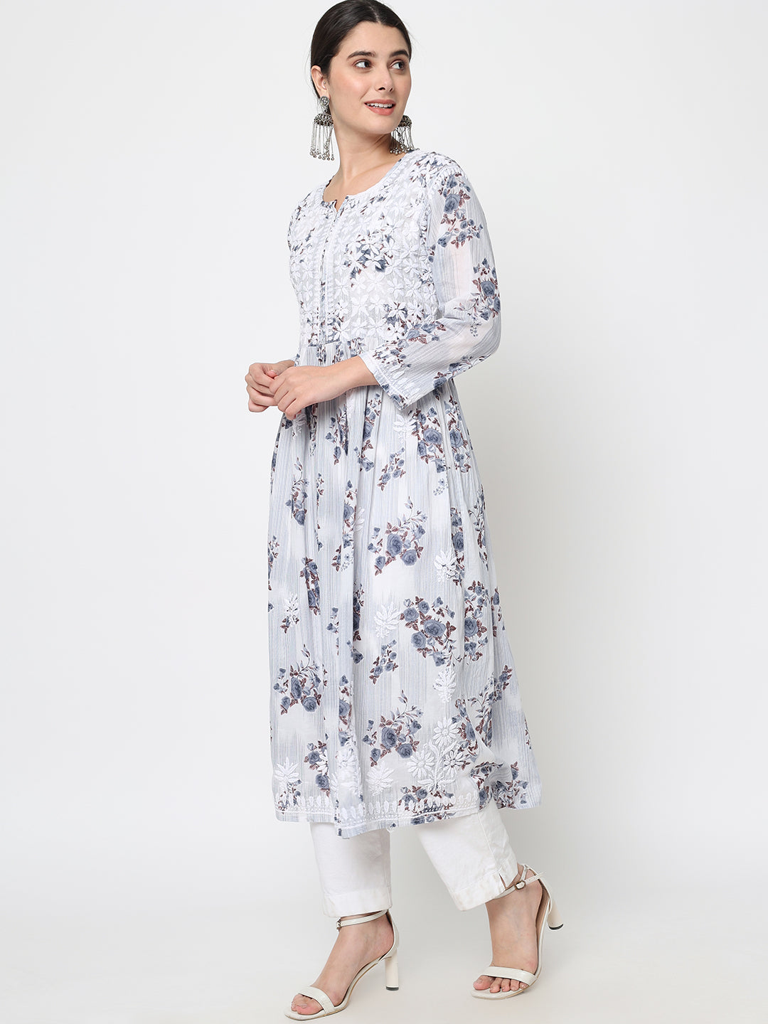 Women Hand Embroidered Chikankari Cotton Kurta-AL3583