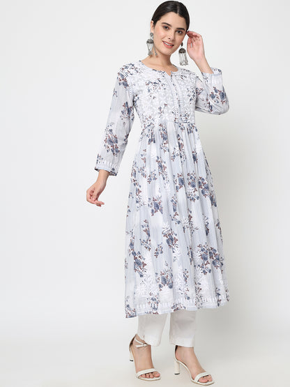 Women Hand Embroidered Chikankari Cotton Kurta-AL3583