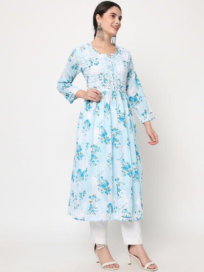 Women Hand Embroidered Chikankari Cotton Kurta-AL3583