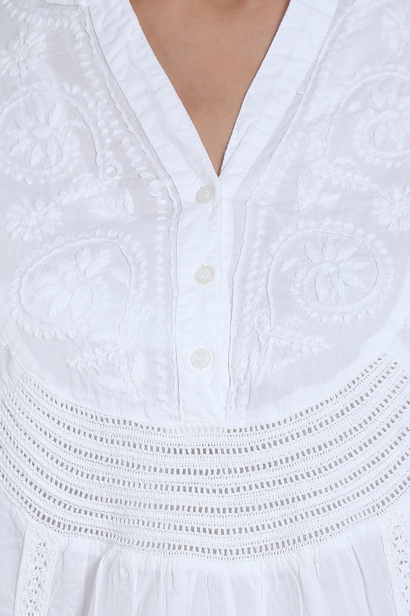 Chikankari Women Hand Embroidered Cotton Short Kurti AL2945