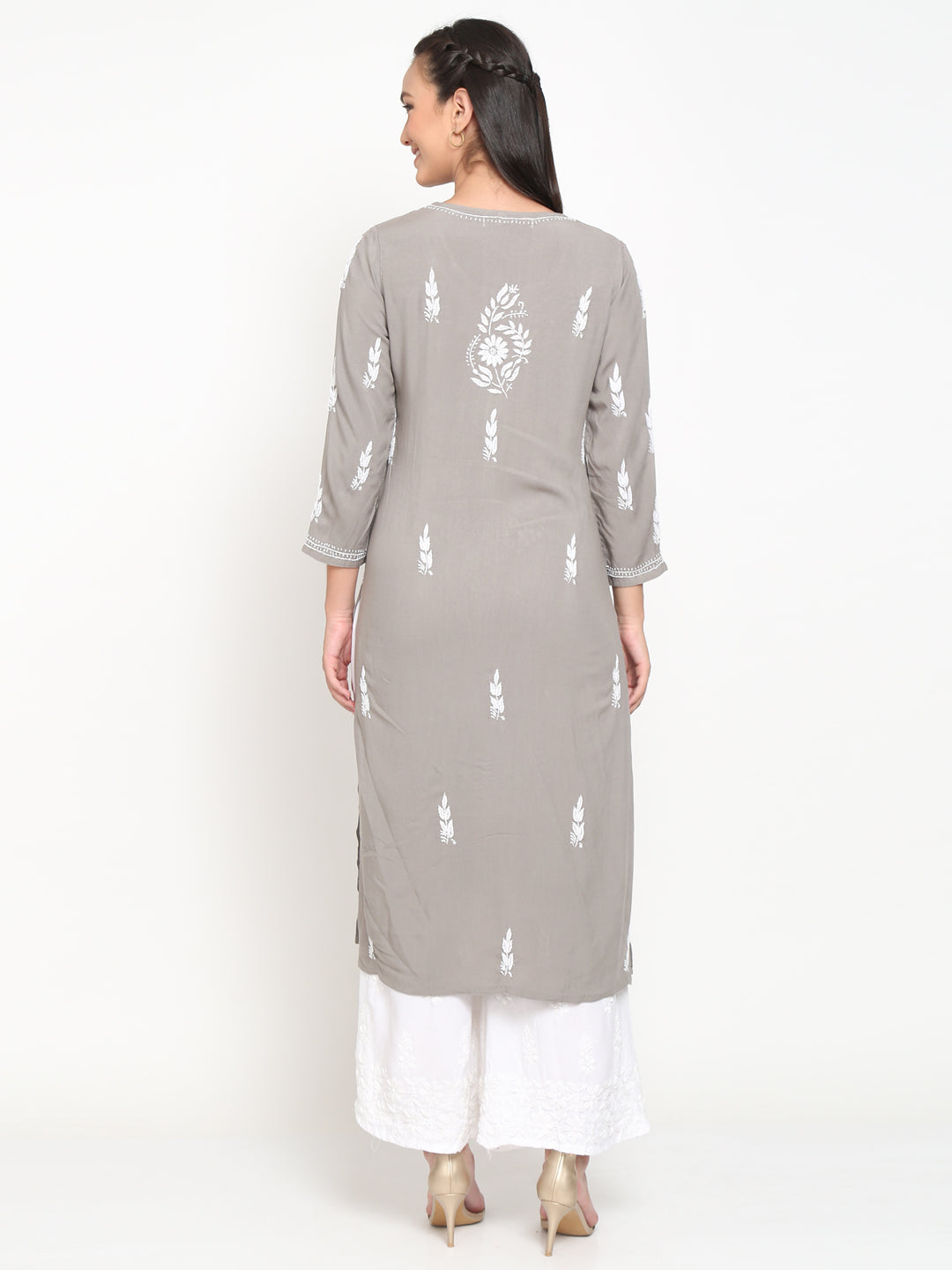 Hand Embroidered Chikankari Modal straight Kurta-AL3451