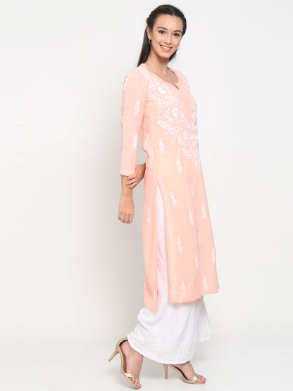 Hand Embroidered Chikankari Modal straight Kurta-AL3451
