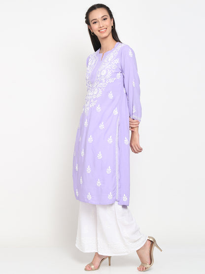 Hand Embroidered Chikankari Modal straight Kurta-AL3451
