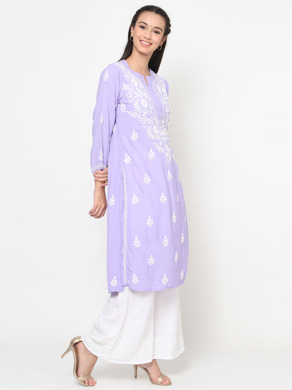 Hand Embroidered Chikankari Modal straight Kurta-AL3451