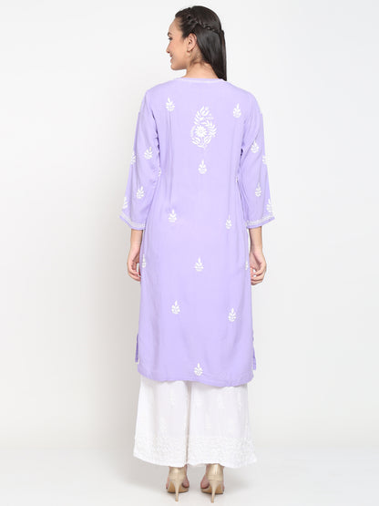 Hand Embroidered Chikankari Modal straight Kurta-AL3451