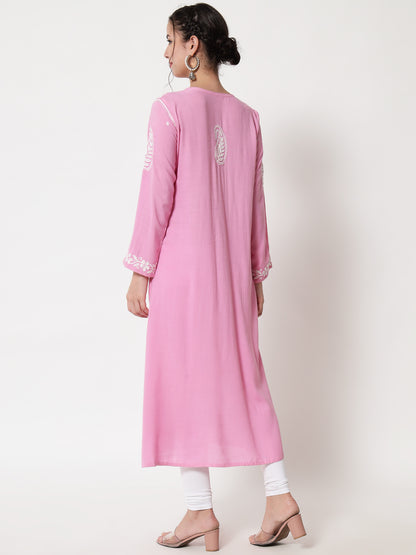 Women Hand Embroidered Chikankari Cotton Kurta-AL3549