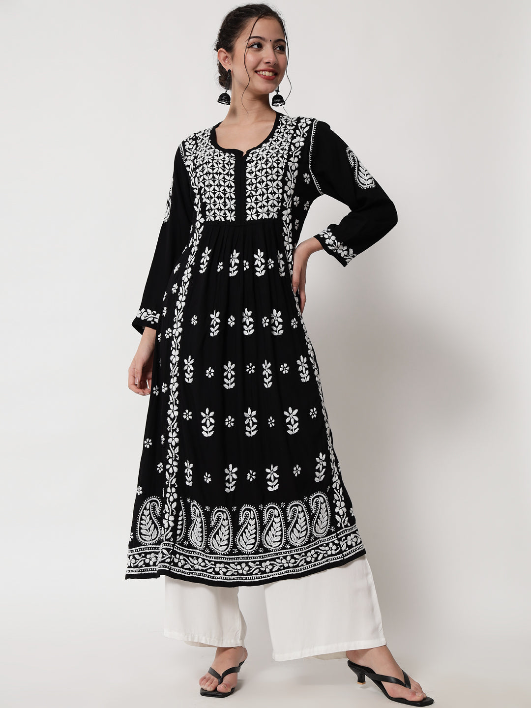 Women Hand Embroidered Chikankari Cotton Kurta-AL3549