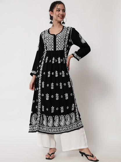 Women Hand Embroidered Chikankari Cotton Kurta-AL3549