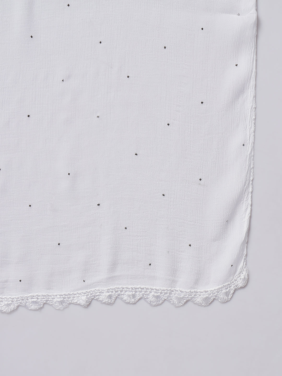 Women Hand Embroidered Chiffon Mukaish Dupatta-AL3575
