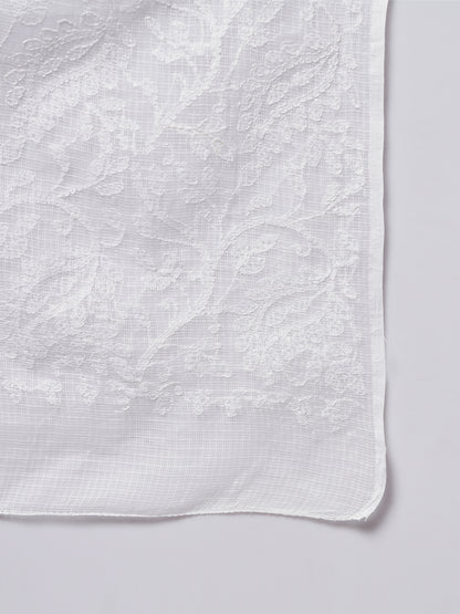 Women Hand Embroidered Kota Cotton Full Chikankari Work Dupatta-AL3573