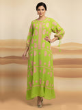 Hand Embroidered Chikankari Rayon Jalabiya-AL4048 Green