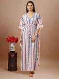 Hand Embroidered Chikankari Rayon Kaftan-AL3474 Turquoise