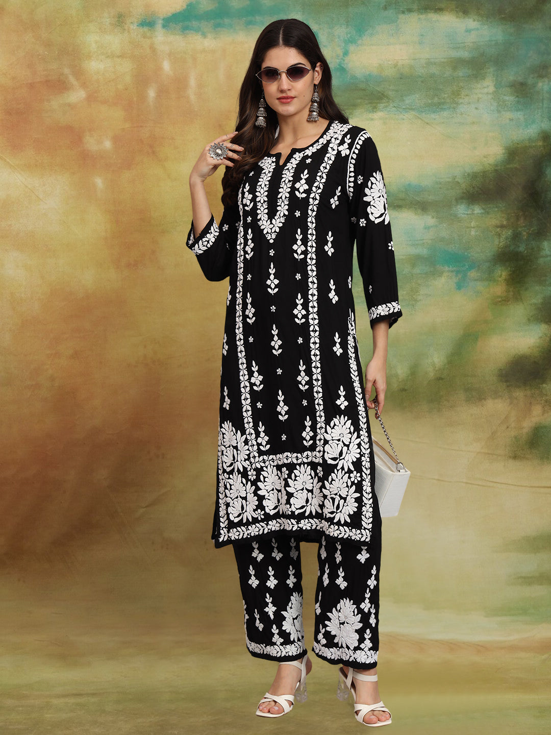 Women Hand Embroidered Chikankari Modal Kurta set-AL4049KS