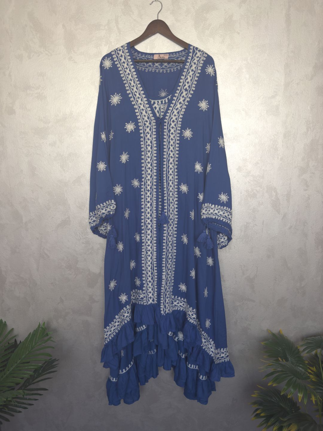 Hand Embroidered Chikankari Modal Kaftan-AL3605