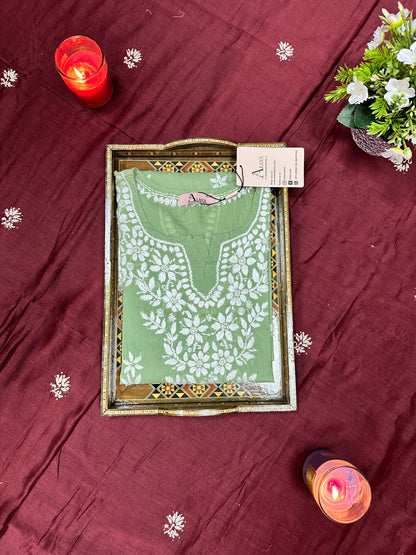 Women Hand Embroidered Chikankari Modal Kurti -AL3685