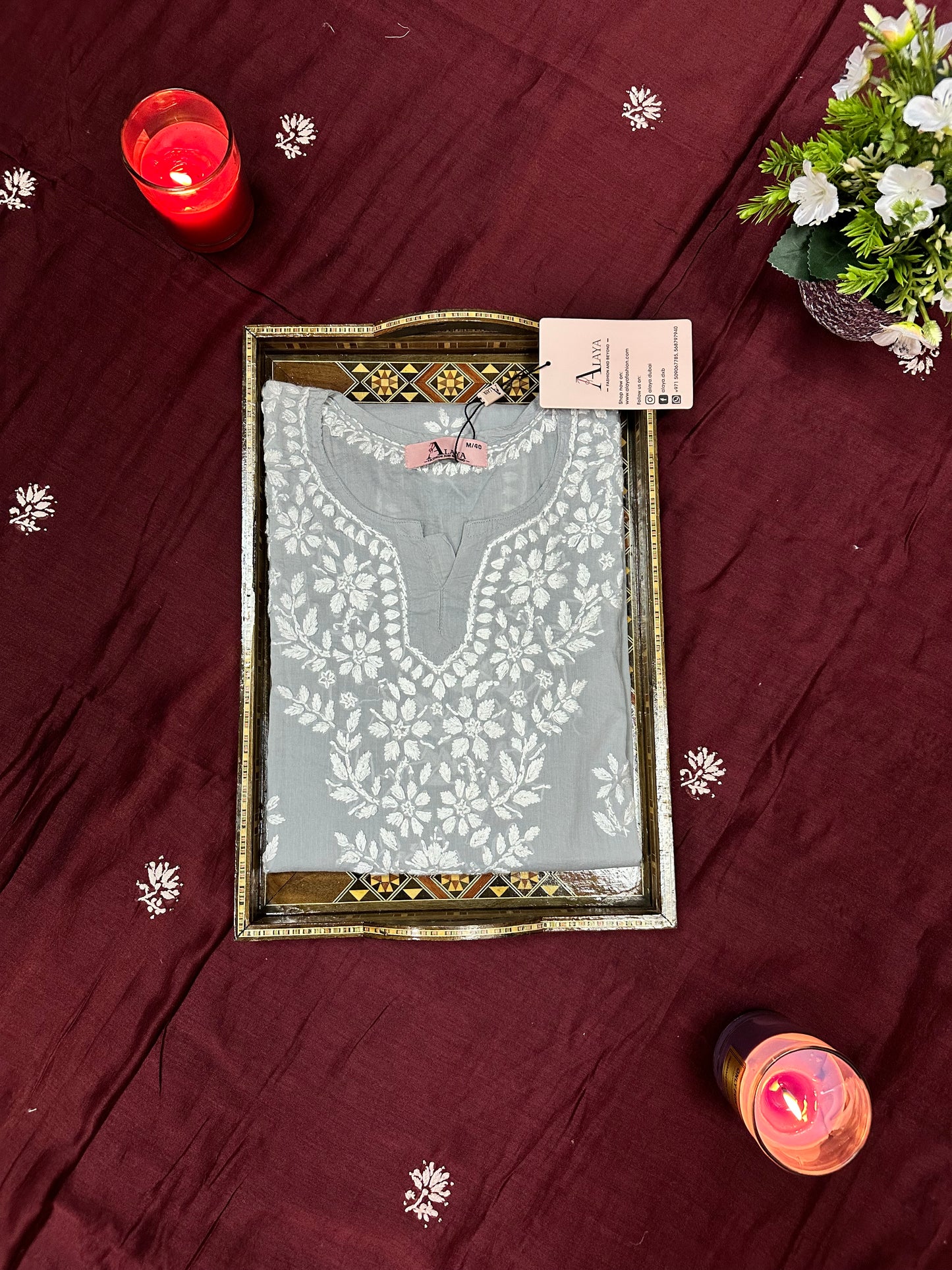 Women Hand Embroidered Chikankari Modal Kurti -AL3685