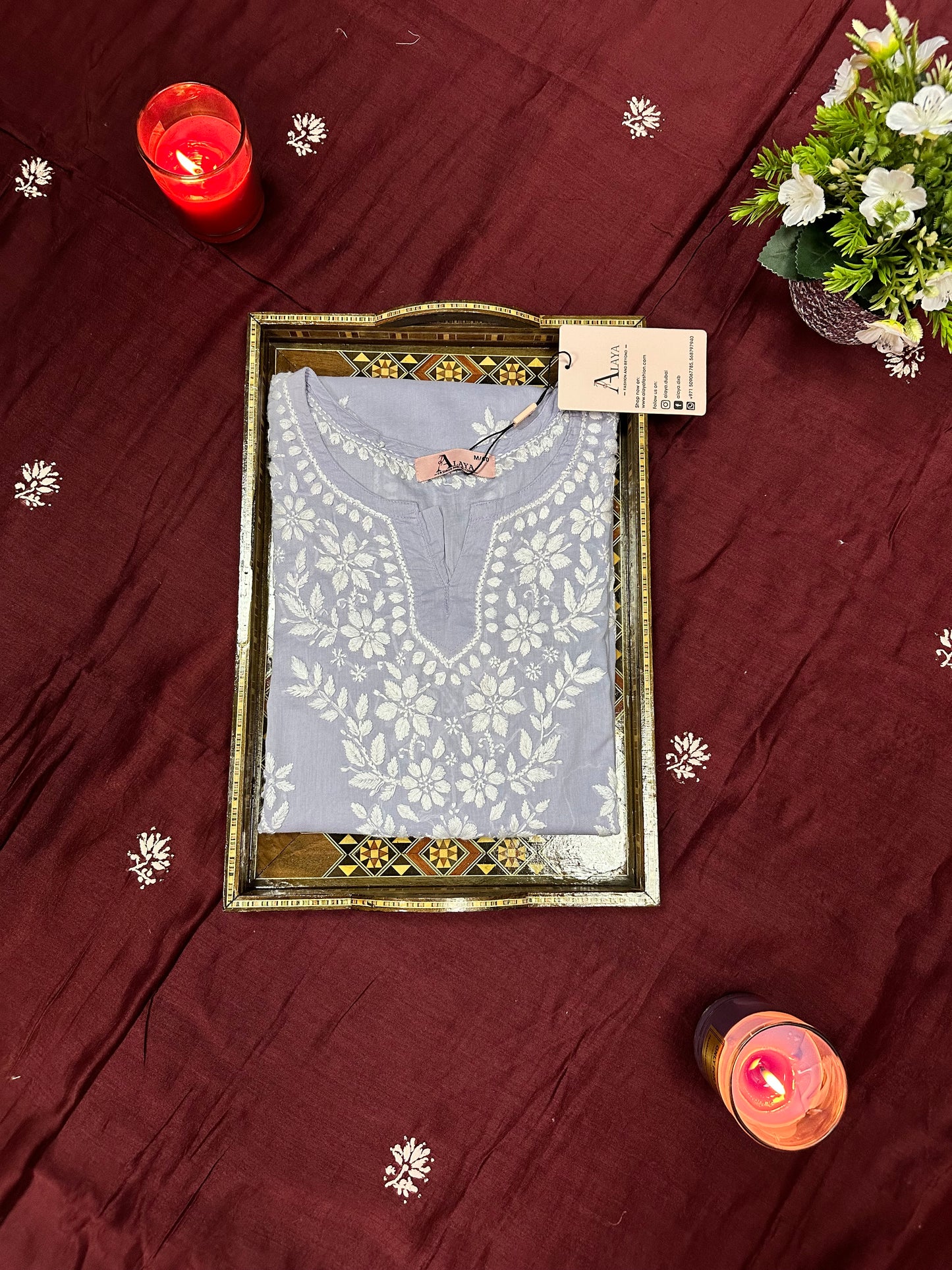Women Hand Embroidered Chikankari Modal Kurti -AL3685