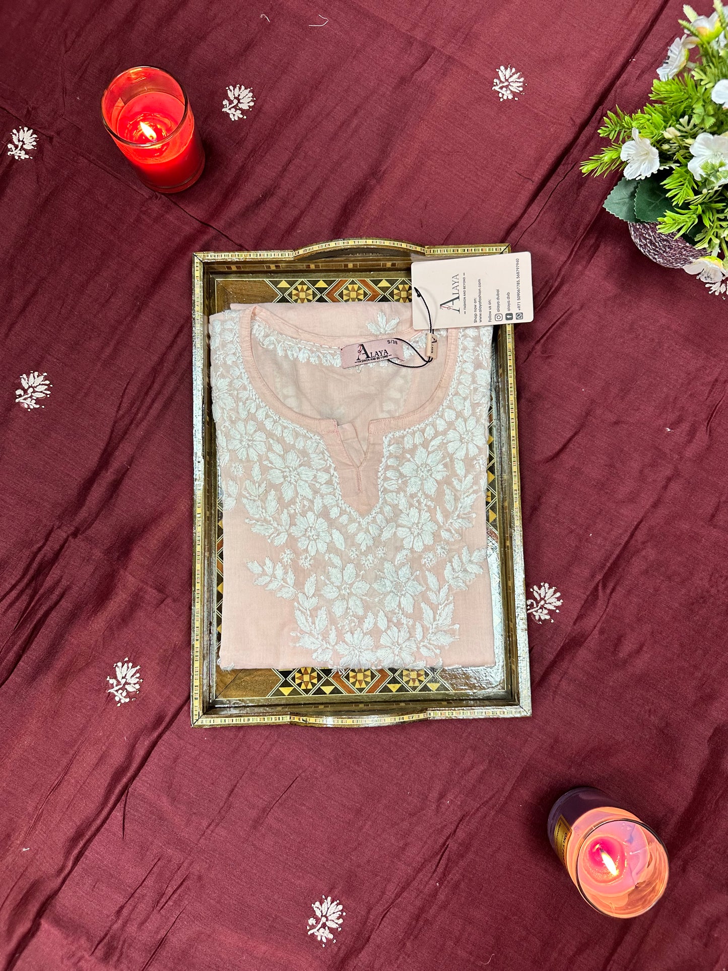 Women Hand Embroidered Chikankari Modal Kurti -AL3685