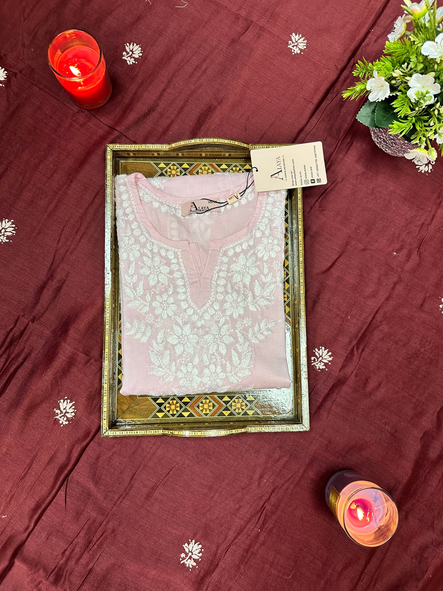 Women Hand Embroidered Chikankari Modal Kurti -AL3685