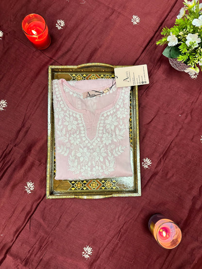 Women Hand Embroidered Chikankari Modal Kurti -AL3685