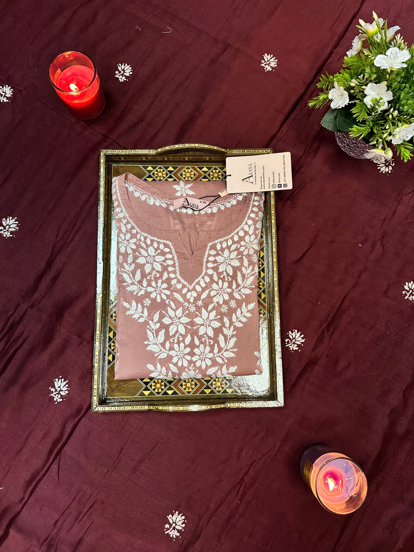 Women Hand Embroidered Chikankari Modal Kurti -AL3685